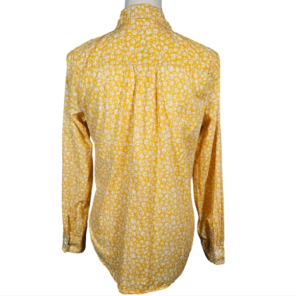 St John's Bay Womens Long Sleeve Button Up Shirt, Yellow/White Floral, Medium - Picture 5 of 12